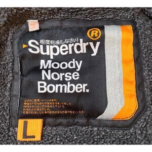 Superdry Moody Norse Bomber Jacket Men’s Large L Gray MA-1 Flight Military Nylon